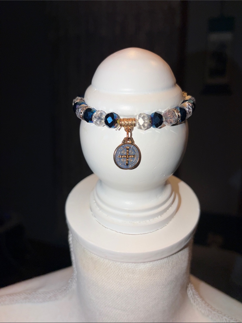 Religious Gold Charm  Beaded Bracelet
